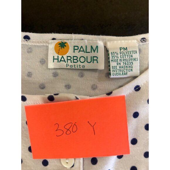 Palm Harbour Petite Polka Dot Cap Sleeve Henley Blouse PM - Picture 5 of 5